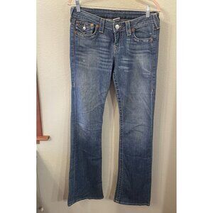 True Religion Straight‎ Leg Womens Size 28 Denim Blue Jeans Distressed Preppy